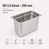 Empressco Paslanmaz Çelik Gastronom Küvet Gn 1/3 32,5X17,6X20 cm - 1 lt