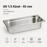 Empressco Paslanmaz Çelik Gastronom Küvet Gn 1/3 32,5X17,6X6,5 cm - 1 lt