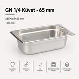 Empressco Paslanmaz Çelik Gastronom Küvet Gn 1/4 26,5X16,2X6,5 cm - 1 lt