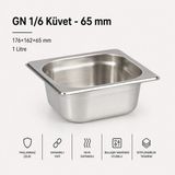Empressco Paslanmaz Çelik Gastronom Küvet Gn 1/6 17,6X16,2X6,5 cm - 1 lt