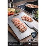 Empressco Paslanmaz Çelik Metal Tezgah Koruyucu Kesme Çelik Tahtası Hamur Açma Tezgahı 23X34 cm
