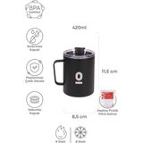 Empressco Paslanmaz Çelik Siyah Metal Kupa 360 ml Vakum Kapaklı Isı Yalıtımlı - Seçenek 1 - 0 - Siyah