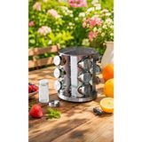 Empressco Paslanmaz Metal Döner Stantlı Cam Baharatlık Baharat Seti 12 Li - Amber - 1 lt