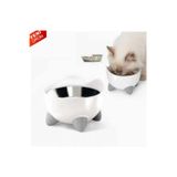 Empressco PIXI Yükseltilmiş Besleme Tabağı, Bıyık Stressiz Yiyecek ve Su Kedi Kasesi Beyaz