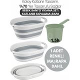 Empressco Ponçik Store Banyo Su Kovası Katlanabilir Beyaz-Gri- Maşrapa Renkli -2 - Altın