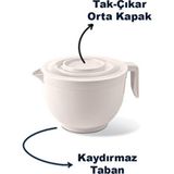 Empressco Pratik 3 Litre Kapaklı Çırpma Kabı, Mikser ve Karıştırma Için Ideal - 079 Buz Beyazı - Seçenek 1