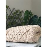 Empressco Puffy El Örgüsü Şömine ve Tv Battaniyesi Baklava Desenli Krem 90 x 165 cm - Ahşap - Bej