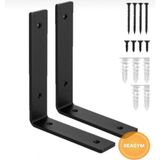 Empressco Raf Altı Ayak Raf Tutucu Ters L Demir 12 x 25 cm Siyah Montaj Aparatı (2 Adet) - Seçenek 1 - 00-Siyah - Beyaz