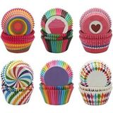 Empressco Renkli 100'LÜ Muffin Kağıdı, Kek Kalıbı, Desenli, Pratik ve Şık Kullanım - Seçenek 1 - (ClearEyelets)Black-RadiantOrchid