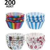 Empressco Renkli 200 Adet Muffin ve Cupcake Kağıdı, Kek Kalıbı Seti - Seçenek 1 - (ClearEyelets)Black-RadiantOrchid