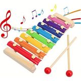 Empressco Renkli Ahşap Ksilofon – 8 Tonlu Eğitici Müzik Oyuncağı - Seçenek 1