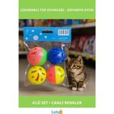 Empressco Renkli Çıngıraklı Top Kedi Oyuncağı 4 Adet - Seçenek 1