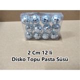 Empressco Renkli Disko Topu Pasta Süsü 2 Cm, 12 Adet Paket