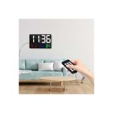 Empressco Renkli LED duvar saati, tarih, sıcaklık, alarm, USB, şık ve dekoratif 25x16 cm