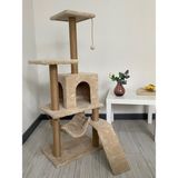 Empressco Renkli ve Rahat Kedi Tırmalama Oyun Evi, Hamaklı, Bej