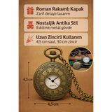 Empressco Roma Rakamlı Vintage Köstekli Cep Saati – Antika Tasarım Zincirli Metal Saat