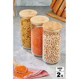 Empressco Rosemor 2 Adet Bambu Kapaklı Vakumlu Cam Kavanoz 1400ML Baharatlık Bakliyat Gıda Saklama Kabı Organizer - Fiyatı, Yorumları - Altın - 1,3 lt