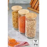 Empressco Rosemor 3 Adet Bambu Kapaklı Vakumlu Cam Kavanoz 1400ML Baharatlık Bakliyat Gıda Saklama Kabı Organizer - Fiyatı, Yorumları - Altın - 1,3 lt