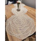 Empressco Runner Lüx Masa Örtüsü Dantel Gold Simli Bej 140X45CM - 10 x 10 cm