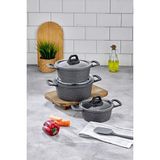 Empressco Sağlam Döküm Granit Tencere Seti, Kapaklı, Yanmaz, Yapışmaz, 16-20 cm - Altın - Seçenek 1