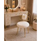 Empressco Sampaş Luxury Gold Fiyonklu Makyaj Sandalyesi Modern Puf Koltuk (2026 Beyaz) - Fiyatı, Yorumları - Seçenek 1 - 001