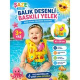Empressco Saze Balık Desenli Baskılı Çocuk Deniz Yeleği 41X30 cm Sarı Can Yeleği 3+ Yaş Havuz Deniz Yeleği - Fiyatı, Yorumları - # - -- - Seçenek 1