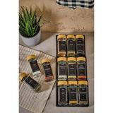 Empressco Şeffaf Bambu Baharatlık 12'li 120ML, Siyah Yazılı, Şık ve Fonksiyonel - Ahşap - 1 lt
