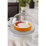 Empressco Şeffaf Cam Kapaklı Ayaklı Kek ve Pasta Sunum Fanusu 22 cm - Seçenek 1 - 51R-Turuncu