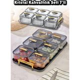 Empressco Şeffaf Kristal Kahvaltılık Seti, 7 Parça, Şık ve Kullanışlı Tasarım - Ahşap