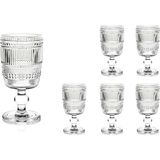 Empressco Şeffaf Kristal Kesim 6’lı Ayaklı Cam Bardak 210ML Seti - Seçenek 1 - Ahşap Rengi