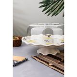 Empressco Seramik Ayaklı Kek Fanusu Limon Desenli Pasta Kek Sunum Tabağı Standı Kapaklı 32X26CM - Seçenek 1 - Azure