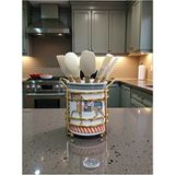Empressco Seramik ve Metal Malzemeli Şık Kaşıklık, Herm Desen, Ferah Mutfak Aksesuarı