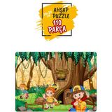 Empressco Sevimli Çocuklar Ormanda, Havuç ve Çiçek Temalı Ahşap Puzzle, 110 Parça - Seçenek 1 - Altın
