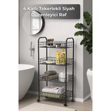 Empressco Sevinse Home 4 Katlı Siyah Tekerlekli Banyo Rafı, Mutfak Rafı, Deterjanlık, Sebzelik, Makyaj Çok Amaçlı Organizer - Fiyatı, Yorumları - Ahşap - Seçenek 1