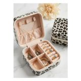 Empressco Seyahat Boy Leopar Desenli İçi Kadife Bölmeli Takı Kutusu Organizer (10*10*5 cm)