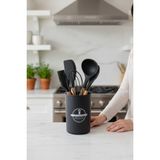 Empressco Şık 5 Parça Silikon Servis Seti, Siyah Kaşıklık Standlı, Modern Tasarım