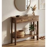 Empressco Şık 90 cm Çift Çekmeceli Ceviz Dresuar, Modern Antre Dekoru Için Ideal - 1/100 Toz Ceviz