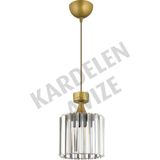 Empressco Şık Eskitme Sarkıt Avize, Kristal Taş Detaylı, Modern ve Lüks Tasarım - Seçenek 1 - Ahşap