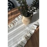 Empressco Şık Fırfırlı Keten Runner 40X110, Zarif ve Şık Tasarım - 10 x 10 cm