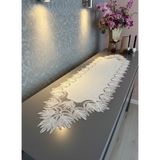 Empressco Şık Fransız Dantelli Ezgi Model Keten Gardenya Uzun Runner - 10 x 10 cm