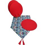 Empressco Şık Kırmızı Çini Desenli 6'lı Supla Seti, Zarif Masa Düzeni Için - 10 x 10 cm