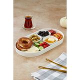 Empressco Şık Porselen Servis Tabağı, 36,5X19 Cm, Kahvaltı ve Sunum Için - Ahşap