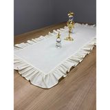 Empressco Şık ve Şık 40X140 cm Pamuklu Bej Fırfırlı Keten Runner - 10 x 10 cm