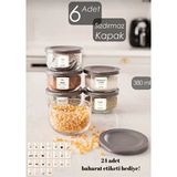 Empressco Sızdırmaz Kapaklı Cam Saklama Kabı Seti, 380 Cc, 6'lı Paket - 079 Buz Beyazı - Seçenek 1
