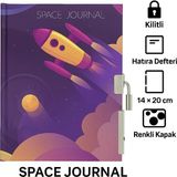 Empressco Space Travel, Kilitli Hatıra Defteri – 14X20 cm Renkli Kapaklı Günlük Defter - 234-Krem - Seçenek 1