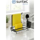 Empressco Suntel Mutfak Lavabo Üstü Düzenleyici Organizer - Siyah Metal Süngerlik, Deterjanlık ve Bez Askılı Stand - Fiyatı, Yorumları