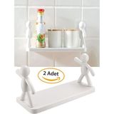 Empressco Tafce 2 Adet Yapıskanlı Çöp Adam Şeklinde Organizer Duvar Raf Duvar Rafı Mutfak Rafı Baharatlık - Fiyatı, Yorumları - Almond Cream