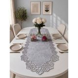 Empressco Taş Rengi Süet Kumaş Runner 40X140 cm Modern Tasarım Masa Örtüsü - 10 x 10 cm