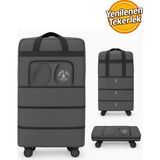 Empressco Travel Premium Genişleyebilir Seyahat Çantası Hurç Çeyiz 4 Tekerlekli Bez Büyük Boy Valiz Körüklü - Fiyatı, Yorumları - Seçenek 1 - 0 - Siyah