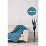 Empressco Turkuaz Şönil Çift Taraflı Çekyat Koltuk Örtüsü, Şık ve Koruyucu
